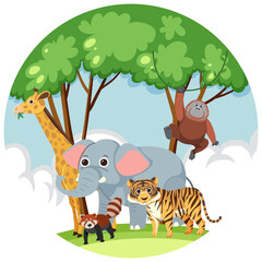 Animals on earth icon on white background