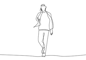 Continuous One Line Drawing of Man Walking. Man Body Line Art Drawing for Wall Decor, Print, Poster. Minimalist Illustration for Spa, T-shirt, Wall Art, Textile, Social Media. Vector EPS 10