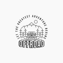 Offroad mountain adventure travel logo design. Travel industry minimalist line art logo concept. Adventure community emblem badge design. © mr.bagaskara