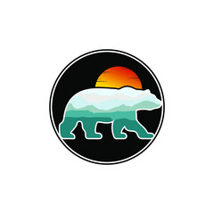 logo design in the shape of a bear with nature that can be used for symbols