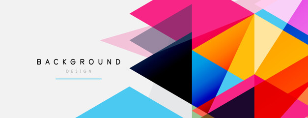 Color triangles composition, geometric abstract background. Techno or business concept, pattern for wallpaper, banner, background, landing page