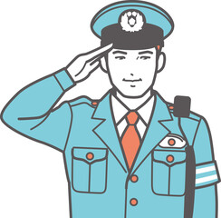 敬礼する男性警察官