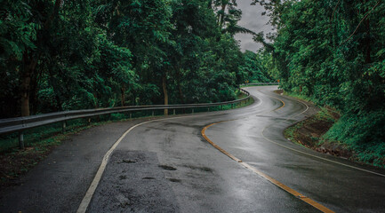 Obraz premium Mountain Road in tropical Forest 