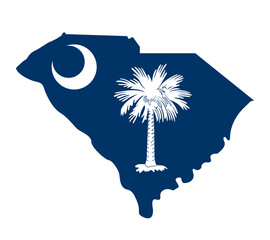 south carolina flag in state shape icon