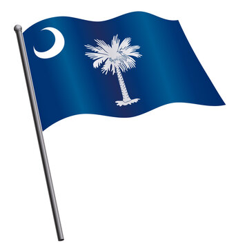 south carolina state flag flying on flagpole