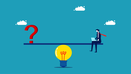 Solve problems at work. Businessmen use ideas to solve problems. vector illustration