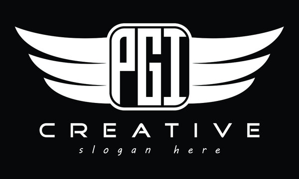 PGI three Letter wing minimalist creative concept icon eagle symbol professional logo design, Vector template