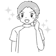 Obraz premium ガッツポーズをする白衣を着た男性のイラスト