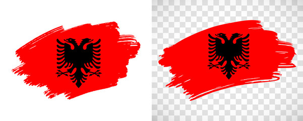 Artistic Albania flag with isolated brush painted textured with transparent and solid background