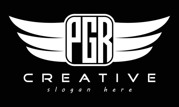 PGR three Letter wing minimalist creative concept icon eagle symbol professional logo design, Vector template