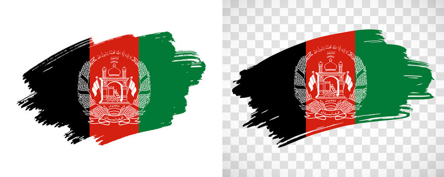 Artistic Afghanistan flag with isolated brush painted textured with transparent and solid background