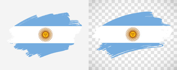 Artistic Argentina flag with isolated brush painted textured with transparent and solid background