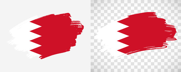 Artistic Bahrain flag with isolated brush painted textured with transparent and solid background