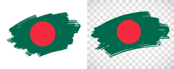 Artistic Bangladesh flag with isolated brush painted textured with transparent and solid background