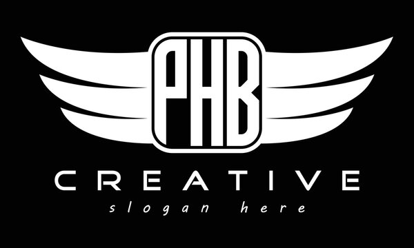 PHB three Letter wing minimalist creative concept icon eagle symbol professional logo design, Vector template