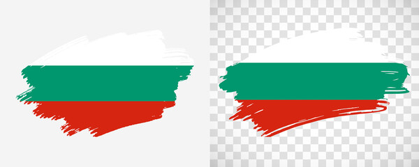 Artistic Bulgaria flag with isolated brush painted textured with transparent and solid background