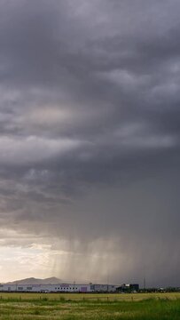 Timelapse of rainstorm moving through Utah Valley during summer monsoon viewed from Lindon.