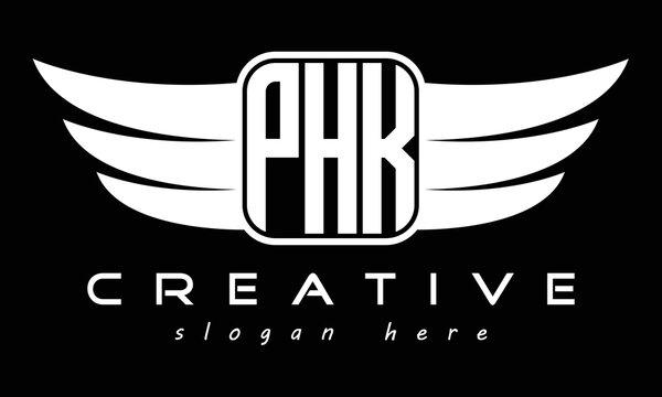 PHK three Letter wing minimalist creative concept icon eagle symbol professional logo design, Vector template