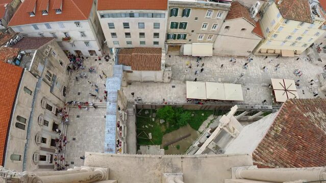 Poljana kraljice Jelene, picturesque street next the Split Cathedral, Topdown view, Croatia
