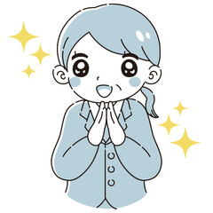 ときめくシニア女性のイラスト（スーツ）