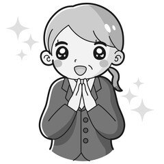 ときめくシニア女性のイラスト（スーツ）