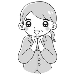 ときめくシニア女性のイラスト（スーツ）