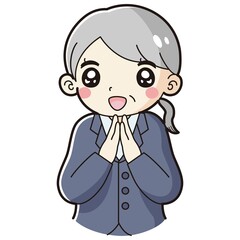 ときめくシニア女性のイラスト（スーツ）