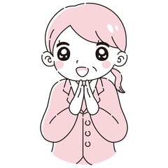 ときめくシニア女性のイラスト（スーツ）