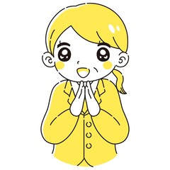 Fototapeta premium ときめくシニア女性のイラスト（スーツ）