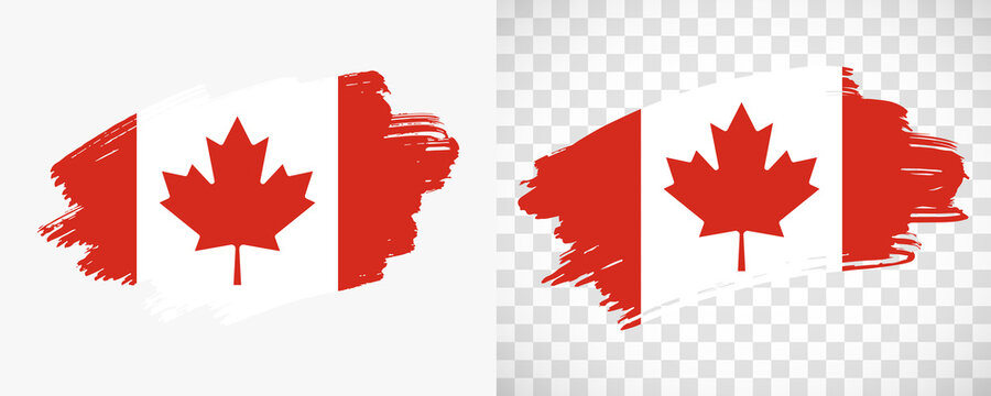 Artistic Canada flag with isolated brush painted textured with transparent and solid background
