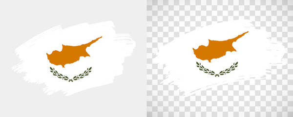 Artistic Cyprus flag with isolated brush painted textured with transparent and solid background