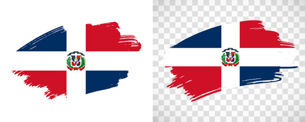 Artistic Dominican Republic flag with isolated brush painted textured with transparent and solid background