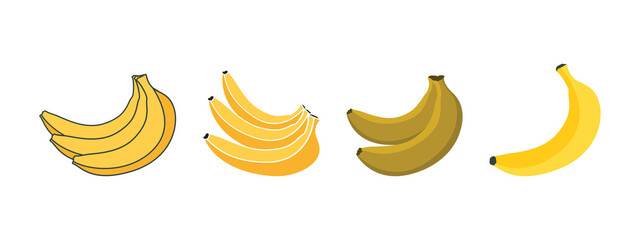 Banana icon set design template vector isolated illustration