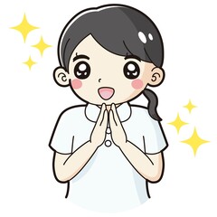 ときめく白衣を着た女性のイラスト