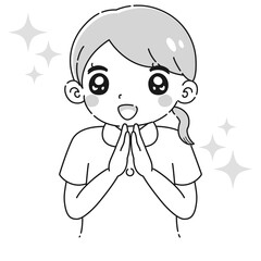 ときめく白衣を着た女性のイラスト