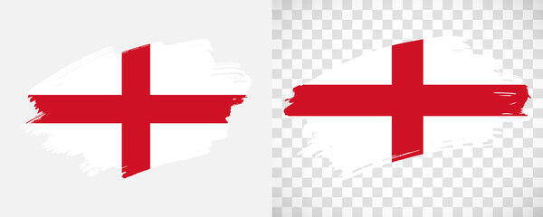 Artistic England flag with isolated brush painted textured with transparent and solid background