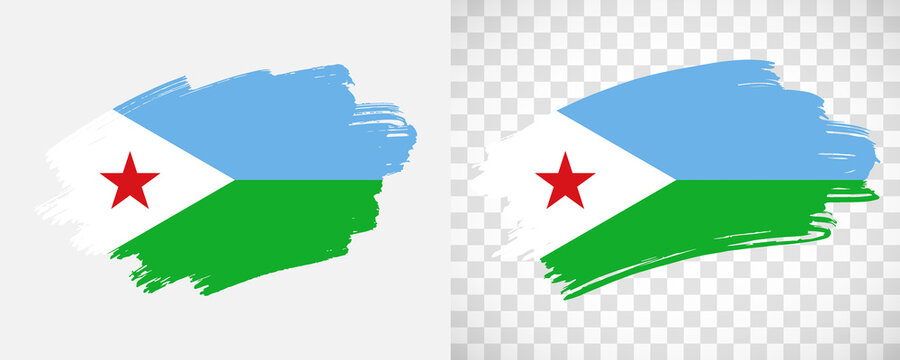 Artistic Djibouti flag with isolated brush painted textured with transparent and solid background