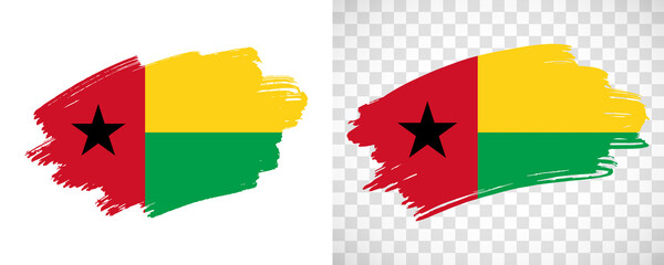Artistic Guinea-Bissau flag with isolated brush painted textured with transparent and solid background