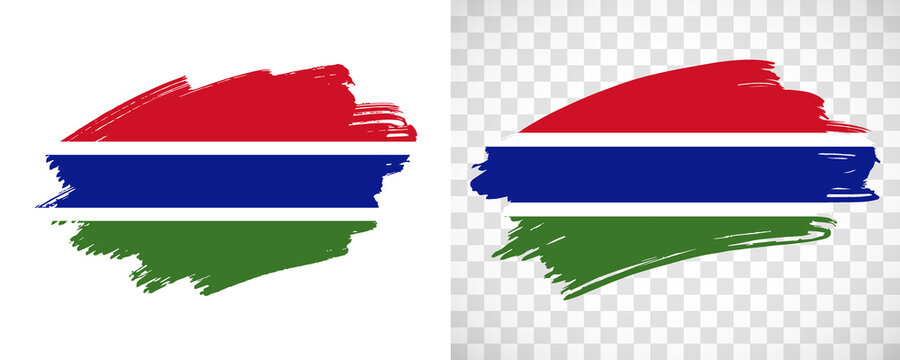 Artistic Gambia flag with isolated brush painted textured with transparent and solid background