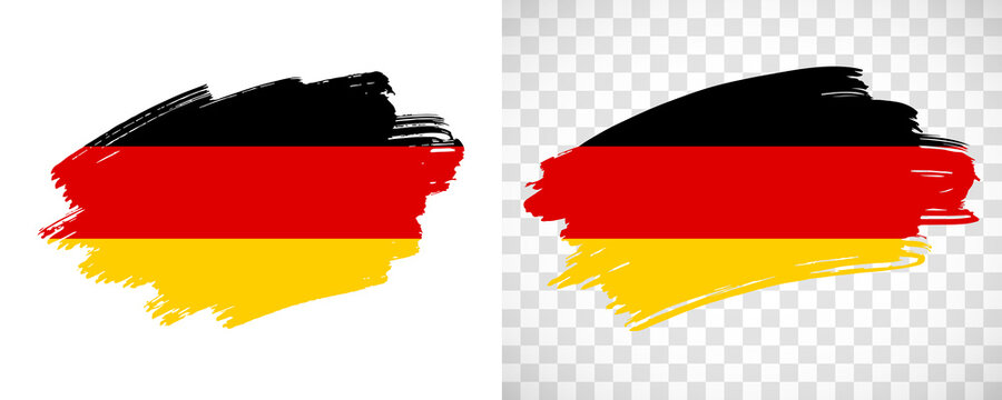 Artistic Germany flag with isolated brush painted textured with transparent and solid background