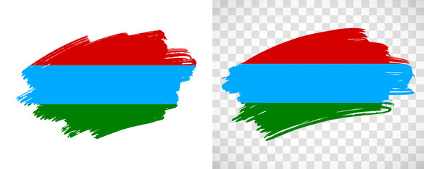 Artistic Karelia flag with isolated brush painted textured with transparent and solid background