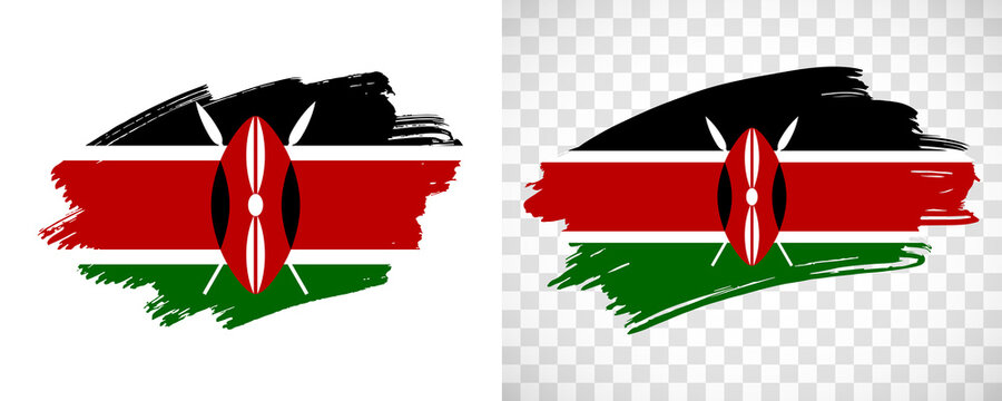 Artistic Kenya flag with isolated brush painted textured with transparent and solid background