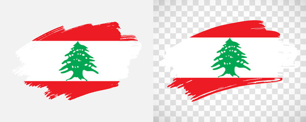 Artistic Lebanon flag with isolated brush painted textured with transparent and solid background - obrazy, fototapety, plakaty