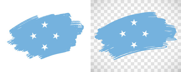 Artistic Micronesia flag with isolated brush painted textured with transparent and solid background