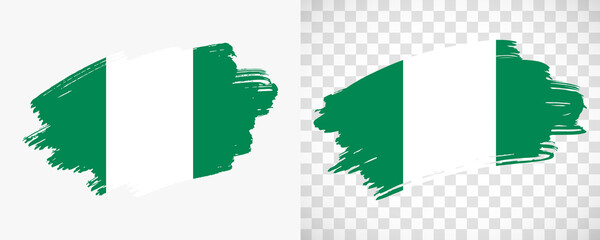 Artistic Nigeria flag with isolated brush painted textured with transparent and solid background