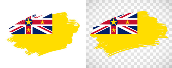 Artistic Niue flag with isolated brush painted textured with transparent and solid background