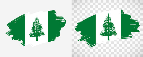 Artistic Norfolk Island flag with isolated brush painted textured with transparent and solid background