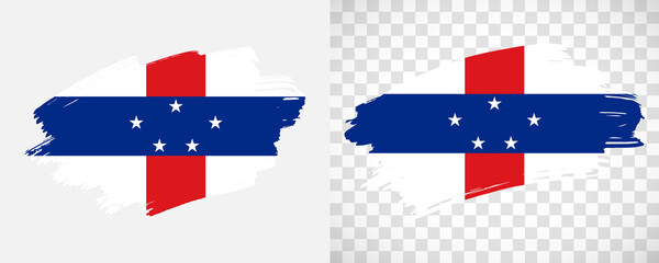 Obraz premium Artistic Netherlands Antilles flag with isolated brush painted textured with transparent and solid background