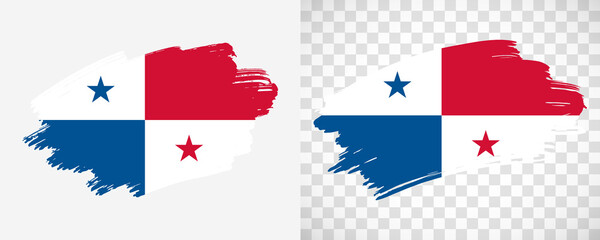 Artistic Panama flag with isolated brush painted textured with transparent and solid background