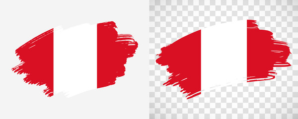 Artistic Peru flag with isolated brush painted textured with transparent and solid background